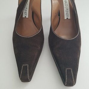 Donald Pliner Brown Suede Slingback Heels